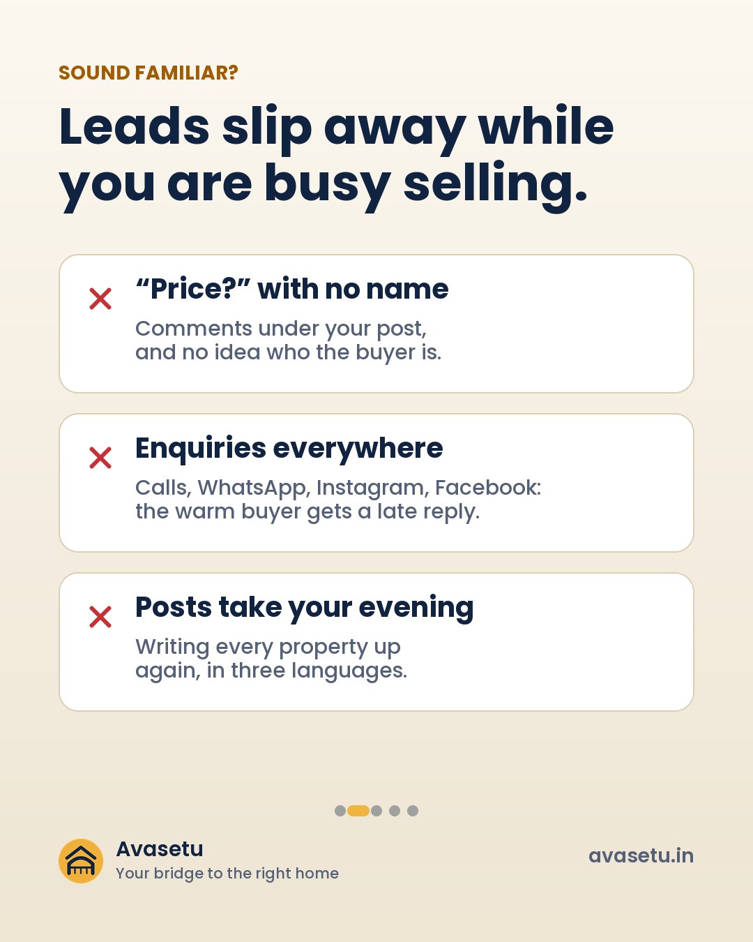 Pune property agents: get more enquiries, and spend less time chasing them. (slide 2 of 5)