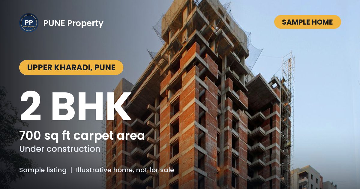 2 BHK in Upper Kharadi, 700 sq ft carpet: here is how a home looks on PUNE Property.